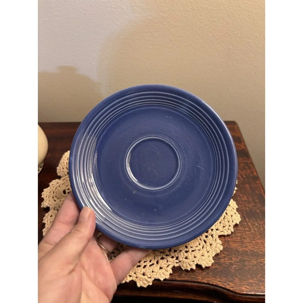 Set of 4 Fiesta Cobalt Blue Saucers Plates one vintage - Picture 10 of 13